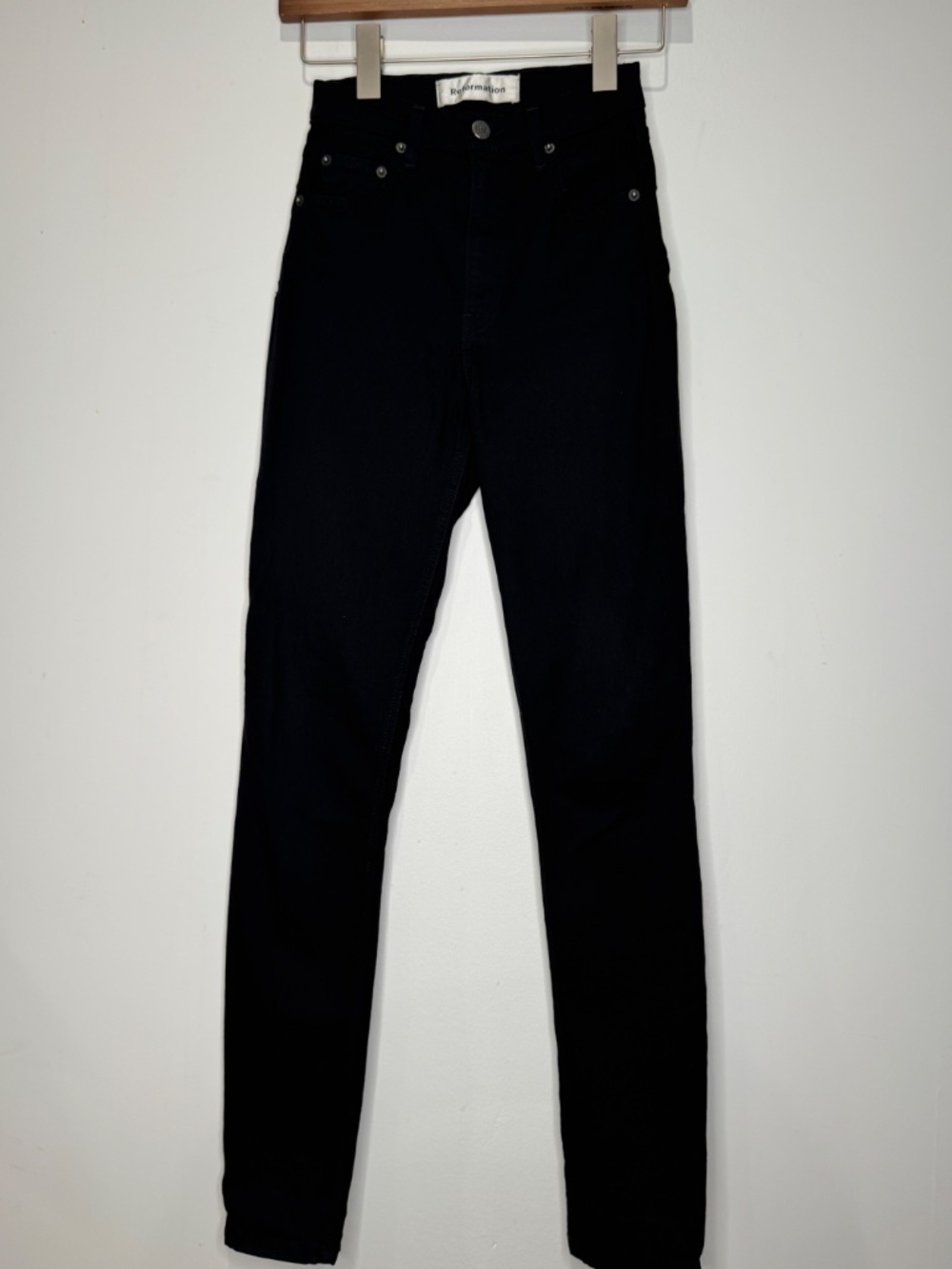 Reformation High & Skinny Stretch Jean Black Size 23 (High Rise, Super Stretch) - Picture 3 of 16